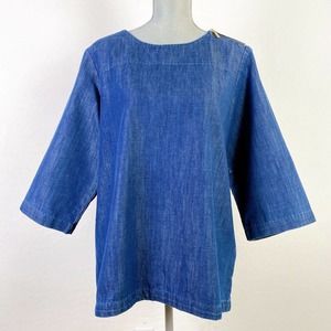 Martha Stewart Womens Top Size Large Blue Chambray